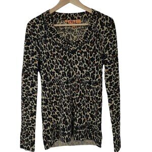 Tory Burch Merino Wool Leopard Print Sweater Size XS Lightweight Long Sleeve